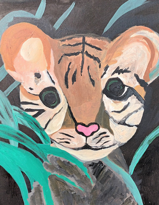 Tigre bebe, selva, baby tiger painting
