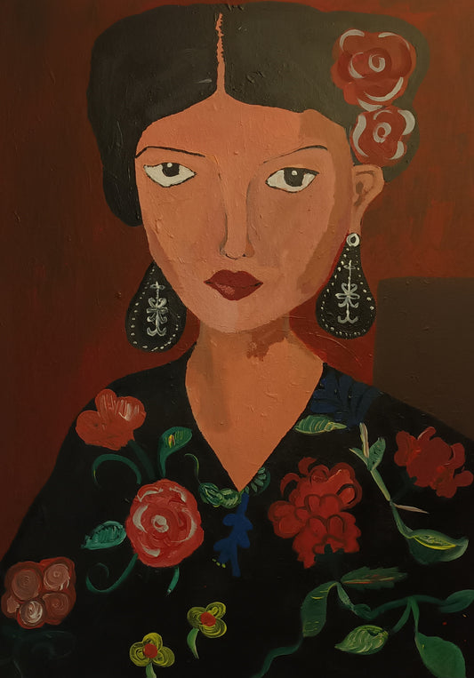 Mulher espanhola com flores, spanish woman with flowers